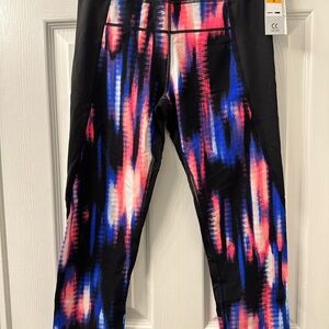 Calvin Klein Performance 3/4 length Active Leggings - Black, Pink & Blue, size S